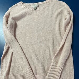 LOFT Women's Light Pink Crew Neck Sweater